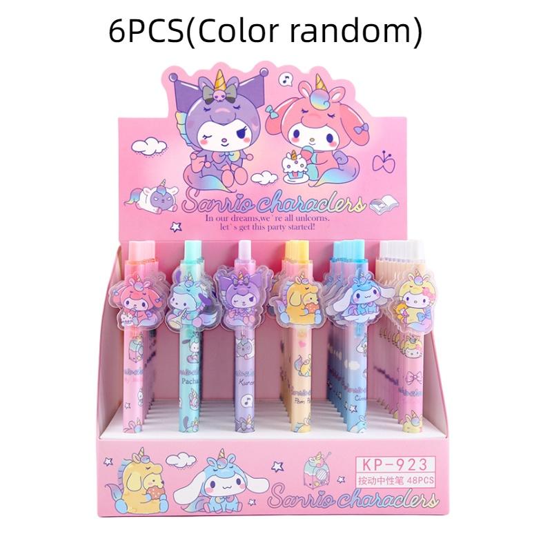 Caneta de Pressão com Adesivo Sanrio de Verão Desenho Animado Cão Patsy Peixe Feio 0.5mm Preta Caneta de Assinatura para Estudante Atacado