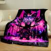 Neon pink and purple fox-like figure with glowing patterns and flames. for all seasons blanket lunch break throw gift