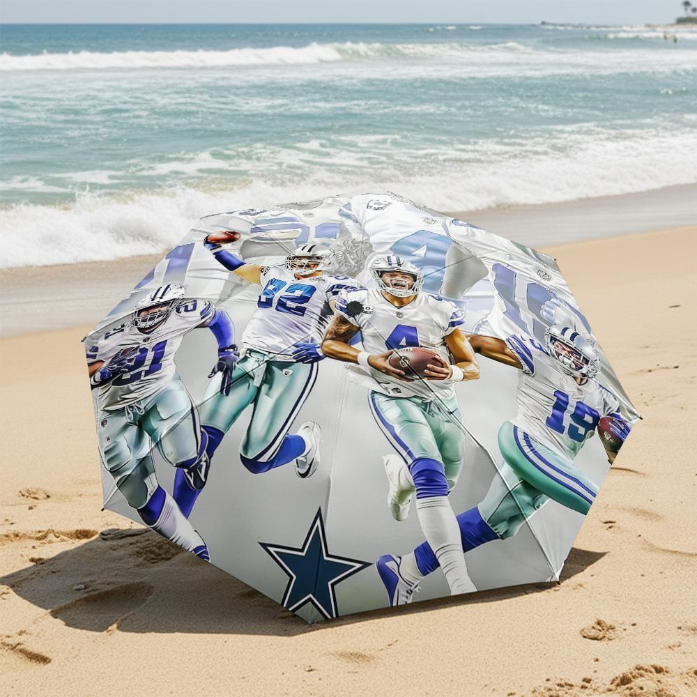 1 Stück Automatischer Faltregenschirm - Dallas Cowboys Muster, Tragbares & Faltbares Design mit 8 Speichen, Weihnachts-Geburtstagsgeschenke