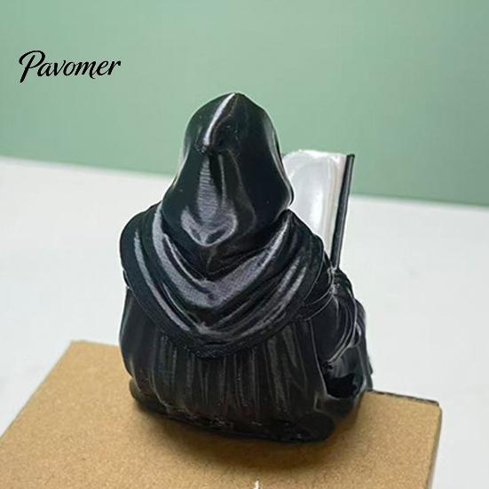 Dark Style Soft Furnishings Gothic Shadow Reader Statue, Mini Wizard Figurine, Matte Magic Theme Party Props Black Resin Sculpture for Home