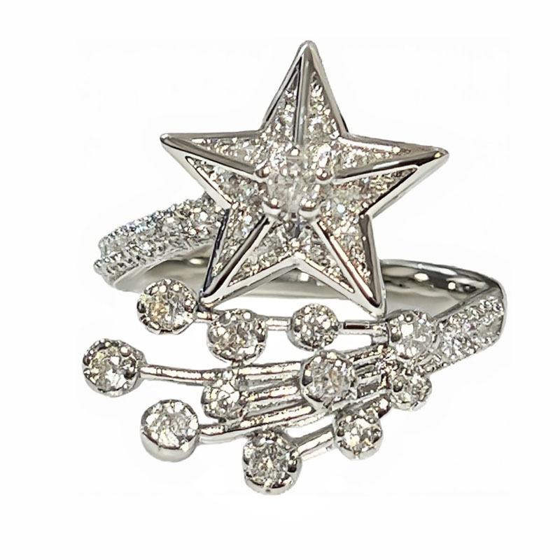 Light luxury Internet celebrity mix and match personalized flower bow fashion ring women full of diamonds flower language niche cold wind ring tide