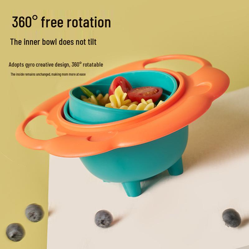 360° Baby Gyro Bowl: Non-Spill, Anti-Scald, Anti-Fall for Easy Feeding