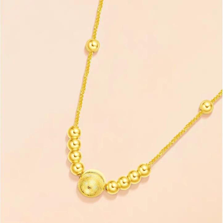 Vietnamesische Sandgold Katzenaugen Perlenkette mit Disco Anhänger - Perfektes Qixi Festival oder Geburtstagsgeschenk für Freundin
