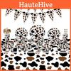 Cross-border Stock Black Brown Cow Party Cutlery Set Cow Print Paper Plates And Cups Birthday Party Decorations