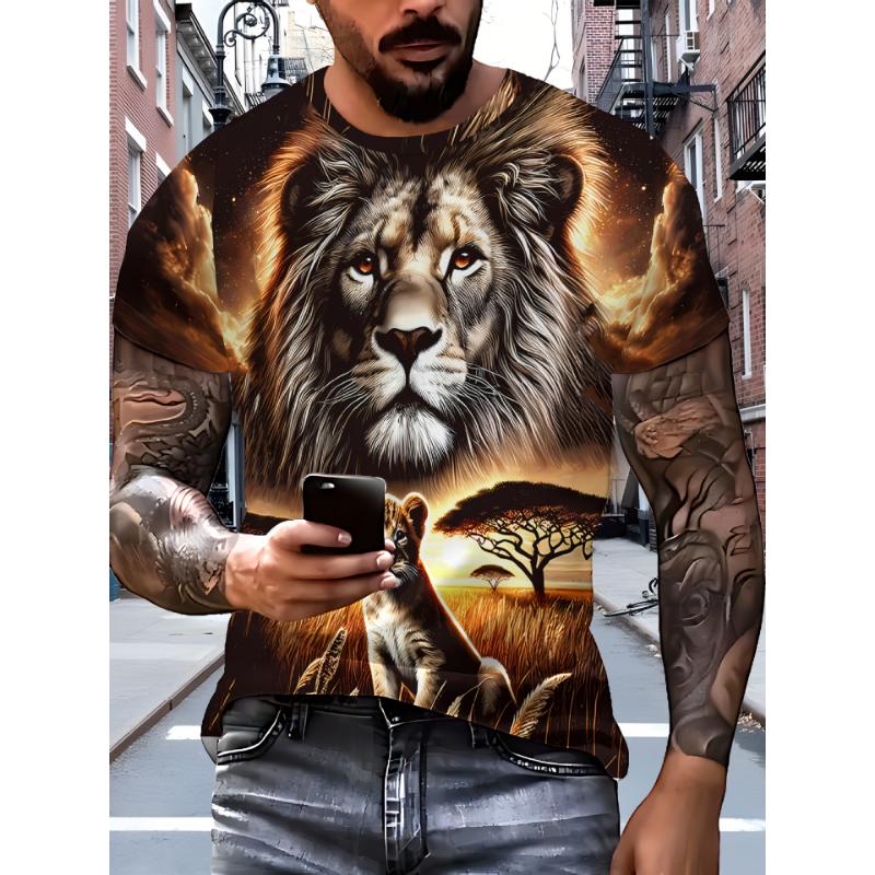 Modna męska koszulka z krótkim rękawem i okrągłym dekoltem z nadrukiem 3D, rozmiary plus, letnie casualowe T-shirty