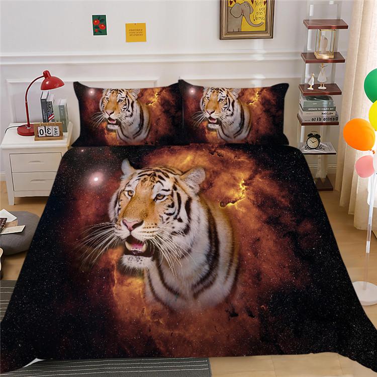 3D Digitaldruck Sternenhimmel Tier-Serie Bettbezug Kissenbezug Dreiteiliges Set Polyester