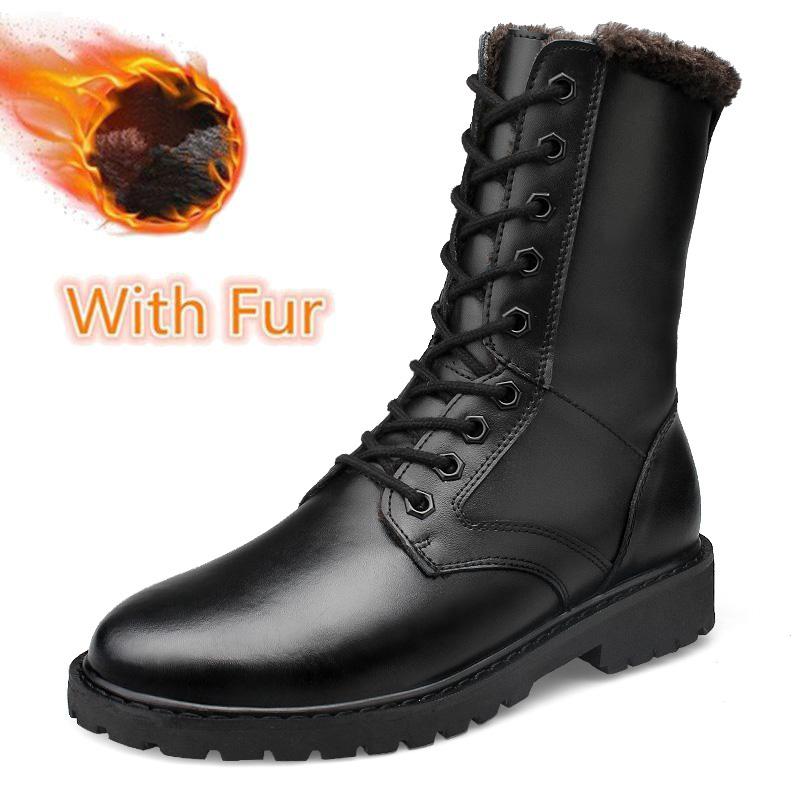 Módní Pohodlné Pánské Motocyklové Boty z Pravé Kůže do Poloviny Lýtka Westernové Boty Zimní Plyšové Sněhové Boty Business Boty do Poloviny Lýtka Boty s Vysokým Svrškem