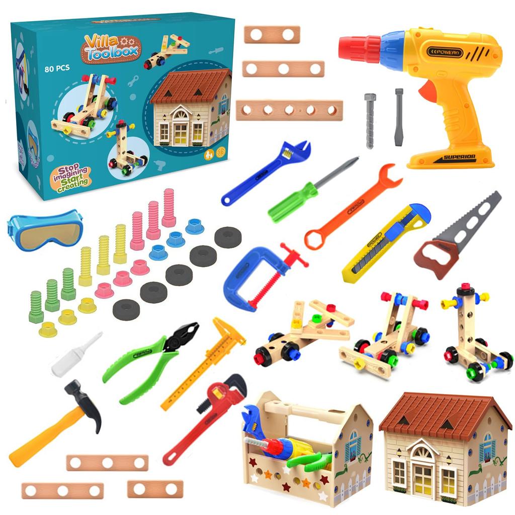AMYCOOL Assembly Play Tool Tool Educational Teaching Birthday Kindergarten Gift Toy, Carpenter, Boys, Girls, Set, Building, Box, Colorful, Present,
