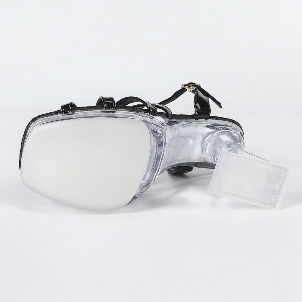 New Women's 12CM Transparent Thick Heel Sandals, Sexy Crystal Square Head, Non-slip Wedding Shoes, Fashion Car Model Style Party Sandals