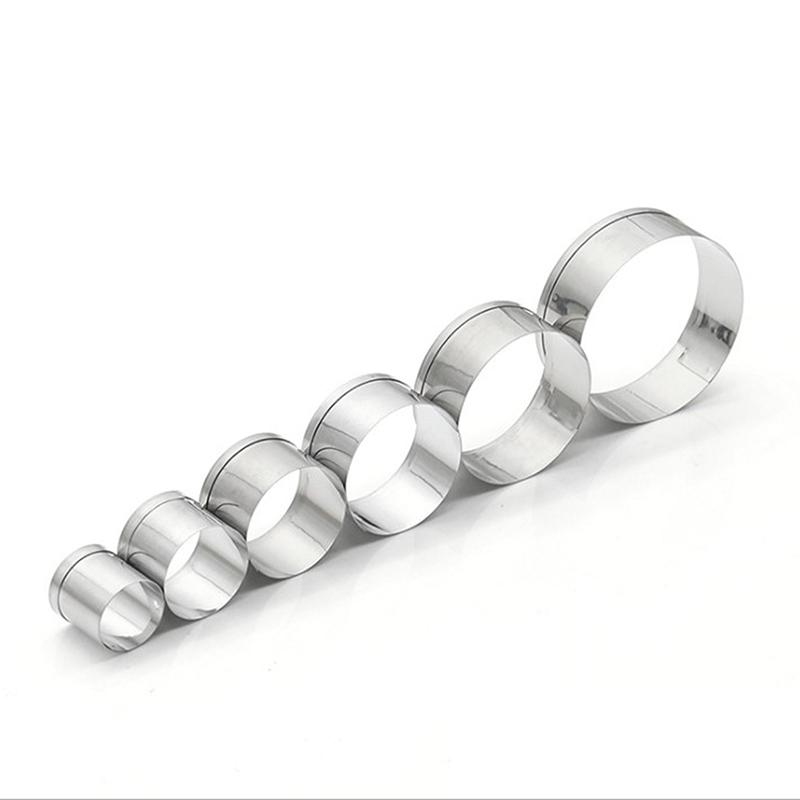 6Pcs/Set Stainless Steel Round Circle Shaped Cookie Cutter Biscuit Molds Silver One Size