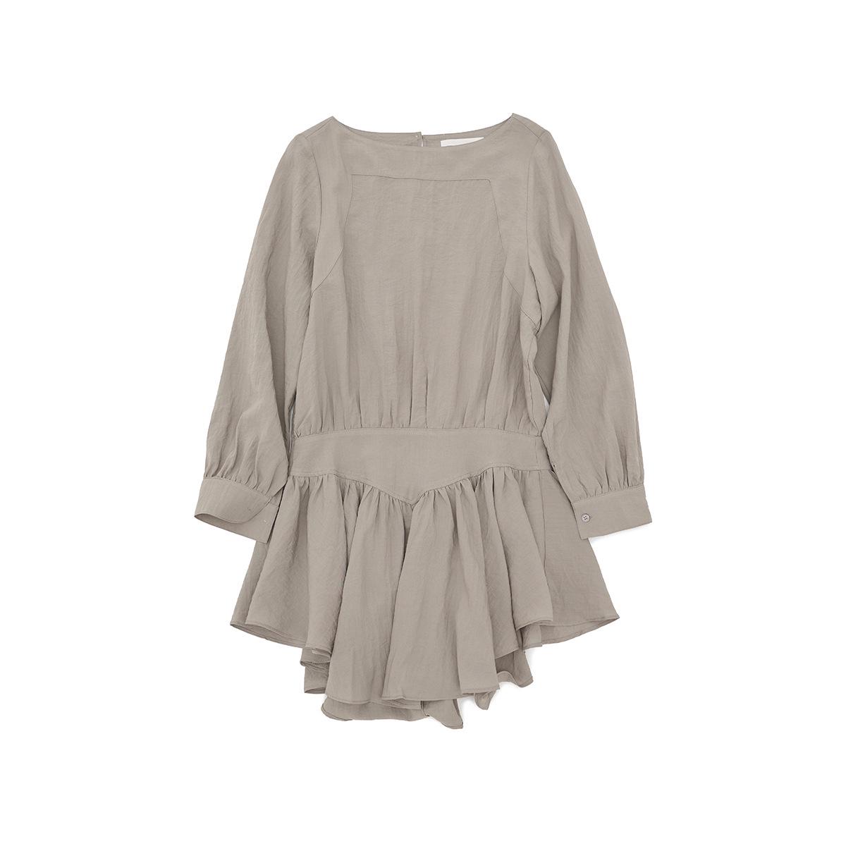 Spring Casual One-Shoulder Sheer Mid-Length Dress One Size светло-серый