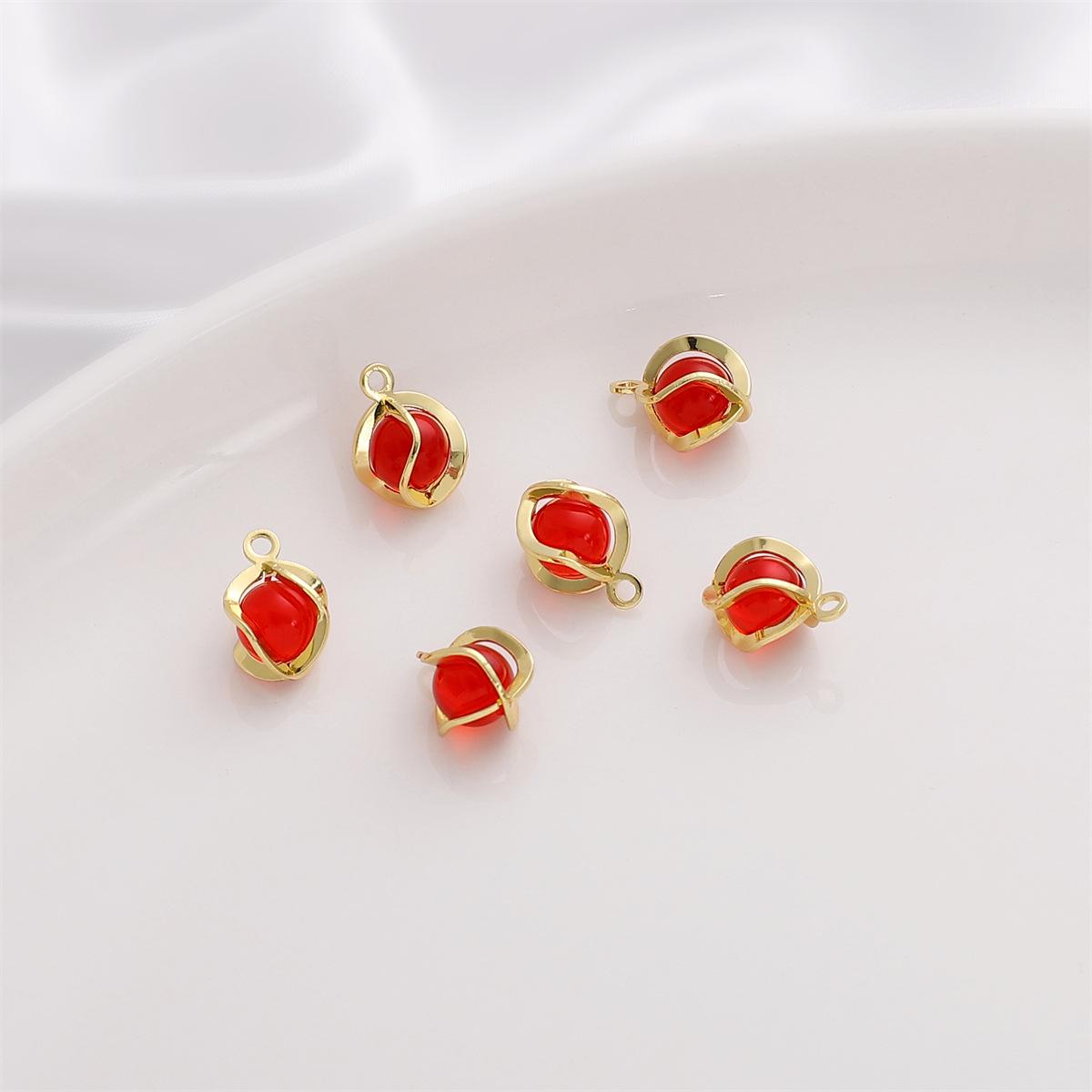 

Медь, покрытая золотом 14 карат, с бусинами из граната, крученый кулон-шарм в виде цветка для серег и ожерелья своими руками