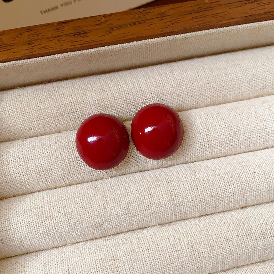 Ancola Silver Needle Red Heart Earrings – Fashionable, Luxurious & Elegant for Autumn/Winter 2025