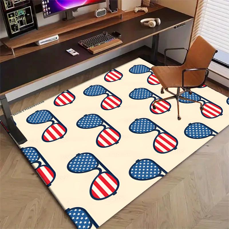 American Flag Polyester Carpet, Soft Indoor Mat for Office Chair, Living Room, Computer Desk - Decorative Home Office Rug Design