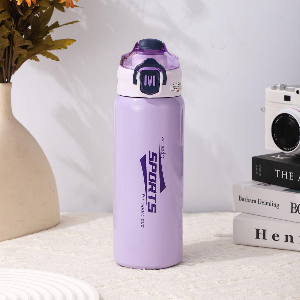 600ml Isolierte Sport-Wasserflasche mit Klappdeckel, Auslaufsicheres 316 Edelstahl-Thermos für Outdoor und Fitnessstudio