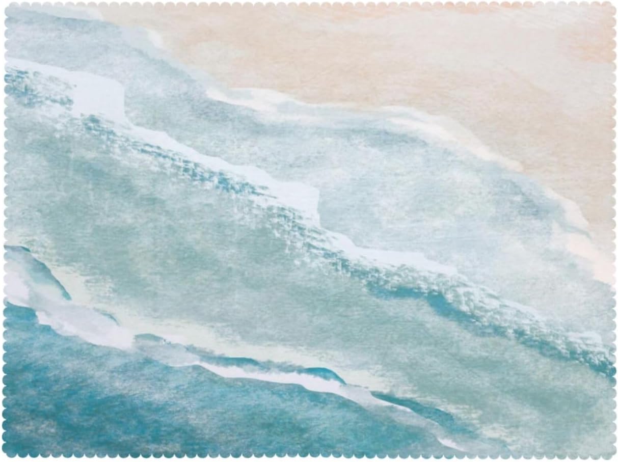 Strand Tafelkleed Blauw Wit Zee Oceaan Golven Tafelhoes Kreukvrij Natuurlandschap Keuken Eetkamer Feest Decoratie 140x160cm