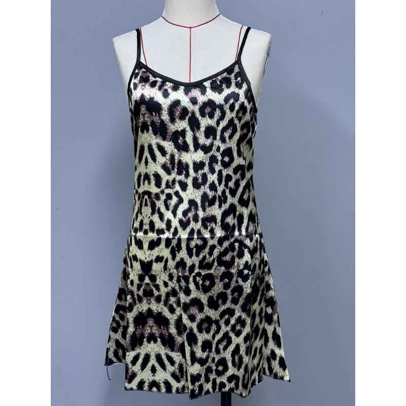 Kvinners Sommer Sexy Ryggløs Is Silk Print Pyjamas Slip Dress