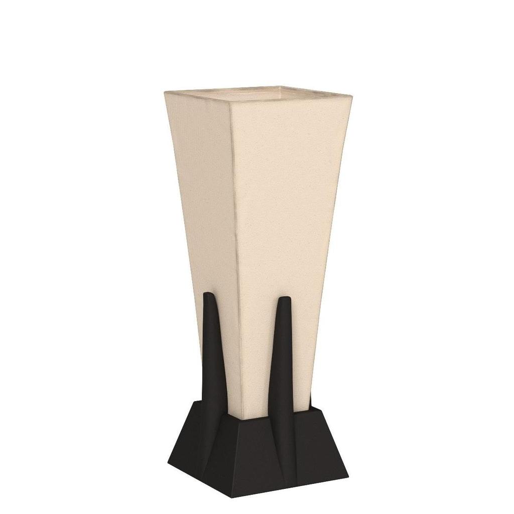 Black Wood & Off-White Fabric Pyramid Table Lamp – 36cm (14") | E27 Holder, No Bulb Included | Minimalist Accent Light for Bedroom,