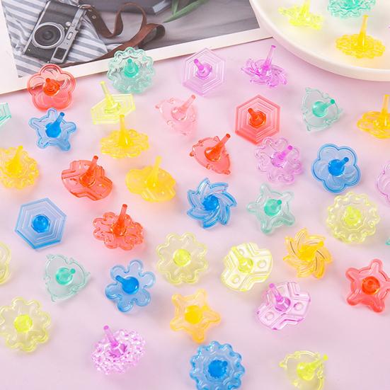 24Pcs Transparent Acrylic Spinning Top Portable Travel Kids Mini Gyroscope Educational Colorful Spinner Toy Toddlers Boys Girls Gift Party Favors