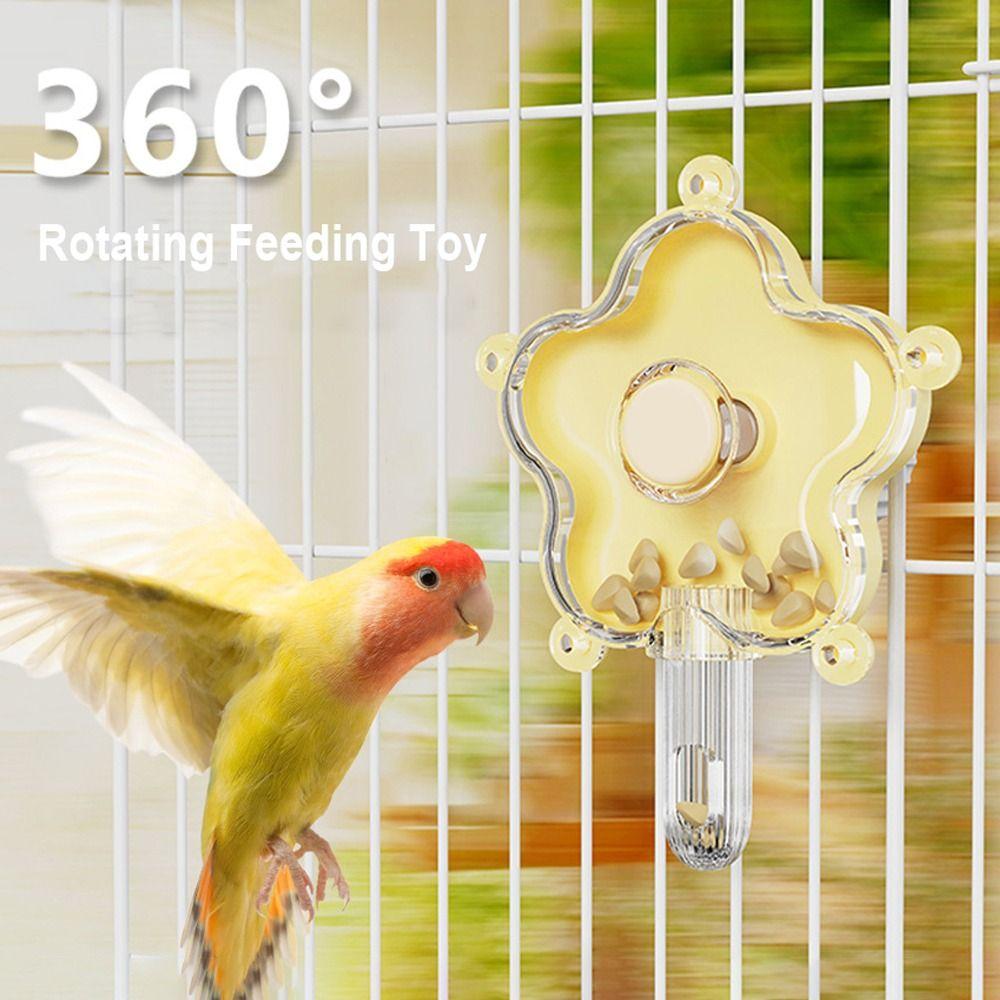 Plastic Parrot Foraging Feeding Toy Stress Relief Flower-Shape Rotating Wheel Birds Toy Cage Accessory Interactive Play