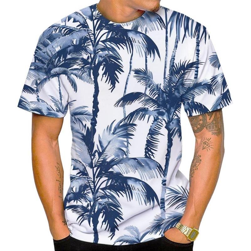 New Resort Style Casual Fashion and Comfort Round Neck Men's 3D Printed T-shirt Top Summer