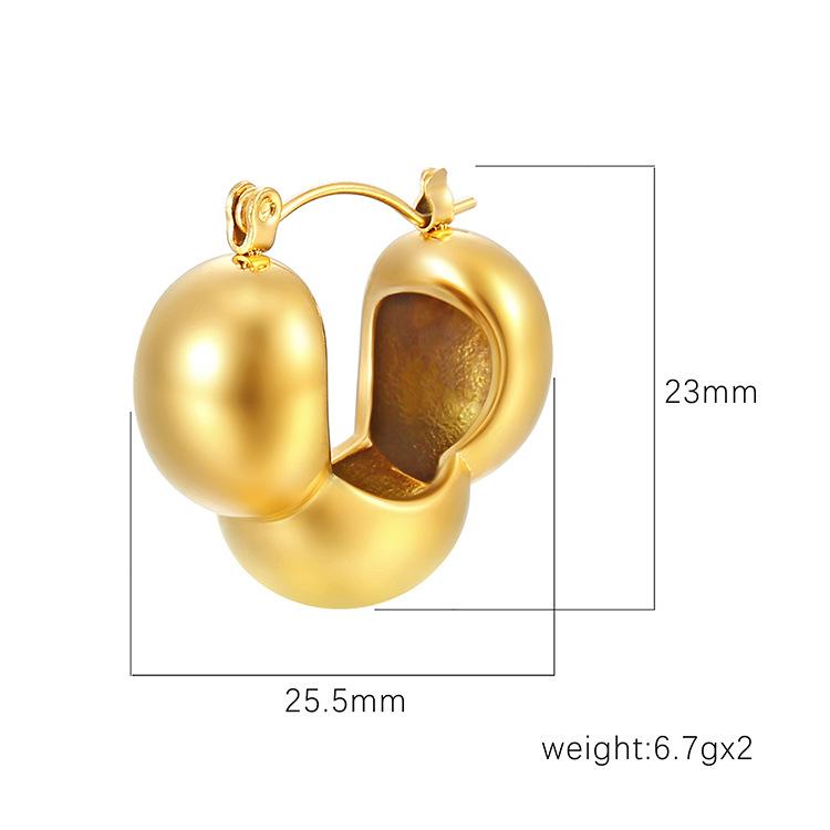 European and American Fashion Temperament 18k Gold Stainless Steel Three Hemisphere Earrings Simple Titanium Steel Earrings Earrings