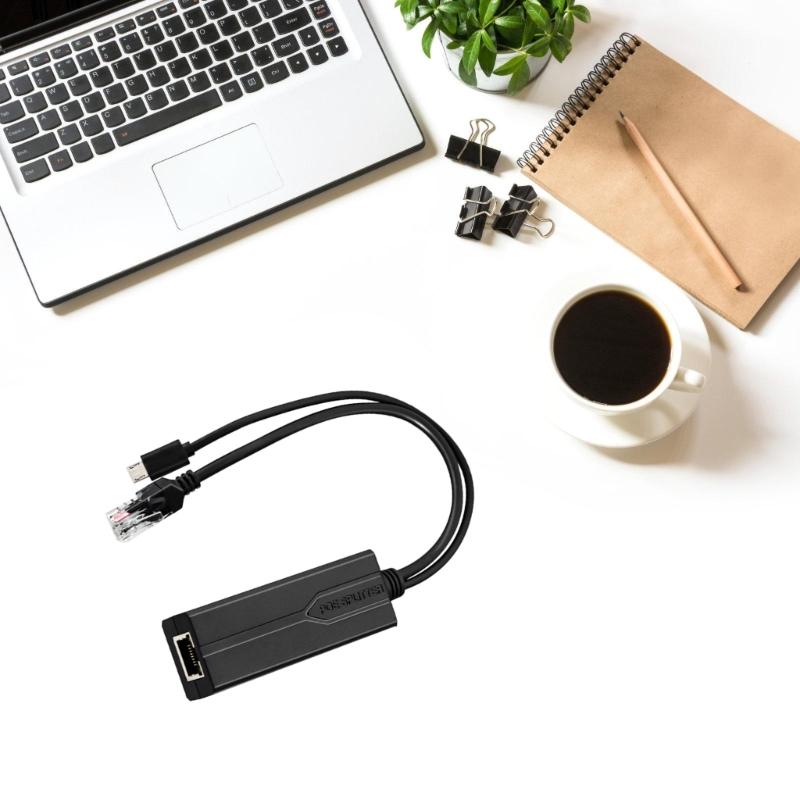 Kleiner PoE-Splitter USB C 5V Aktiver PoE-zu-USB-Adapter, 48V Eingang zu 5V Ausgang für Überwachungskameras