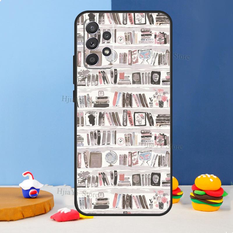 Reading Books Tea Printing Case For Samsung A54 A34 A14 A13 A23 A33 A53 A73 A51 A71 A72 A12 A22 A32 A42 A52 Back Cover