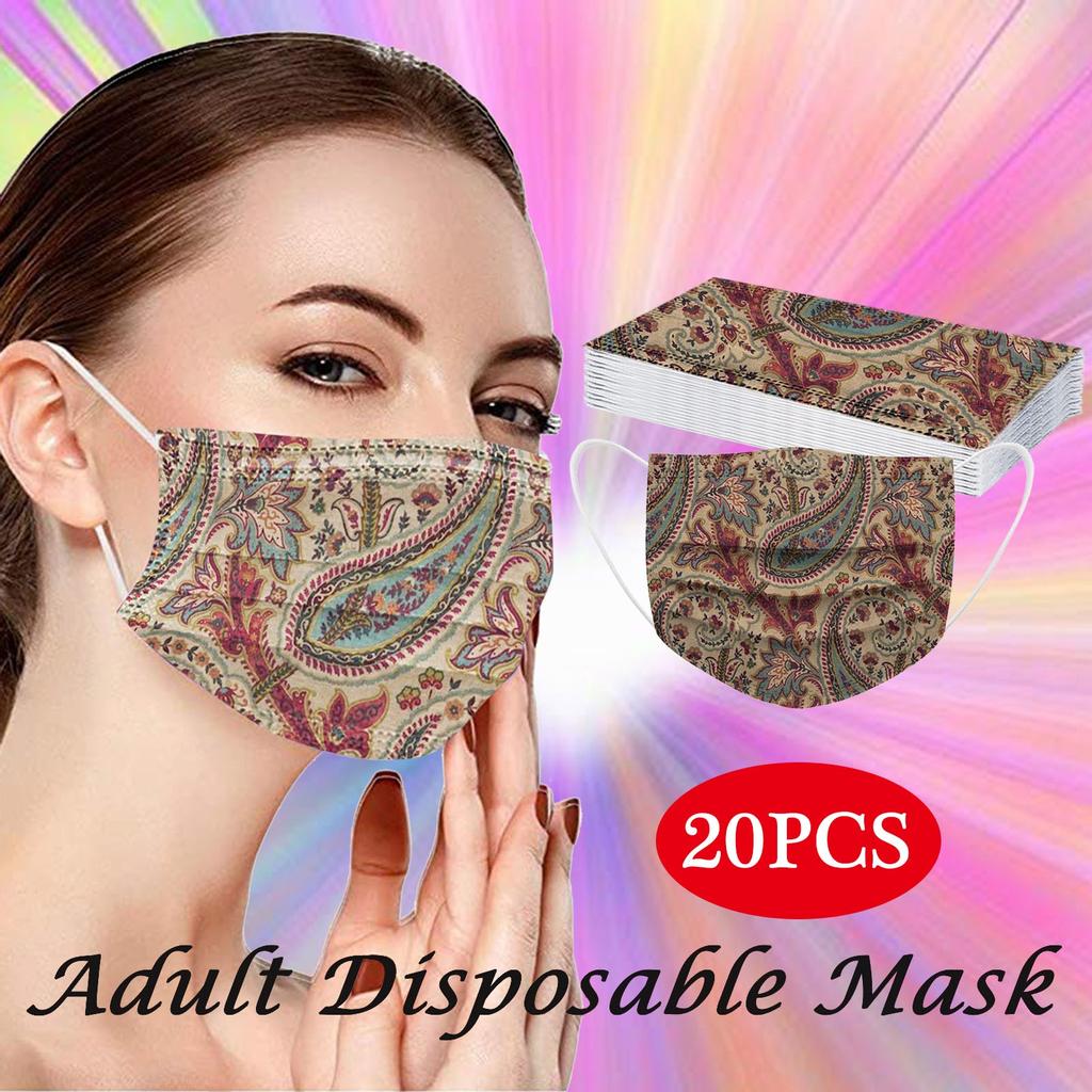 20PCS Adult's Mask Paisley Print Disposable Face Mask Industrial 3Ply Ear Loop