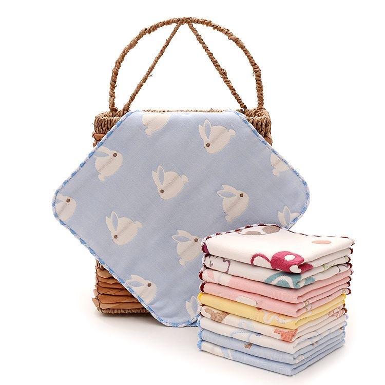 6 Layer Gauze Baby Washcloth 25x25cm Soft Absorbent Jacquard Infant Burp Cloth Thickened Face Towel For Autumn Winter