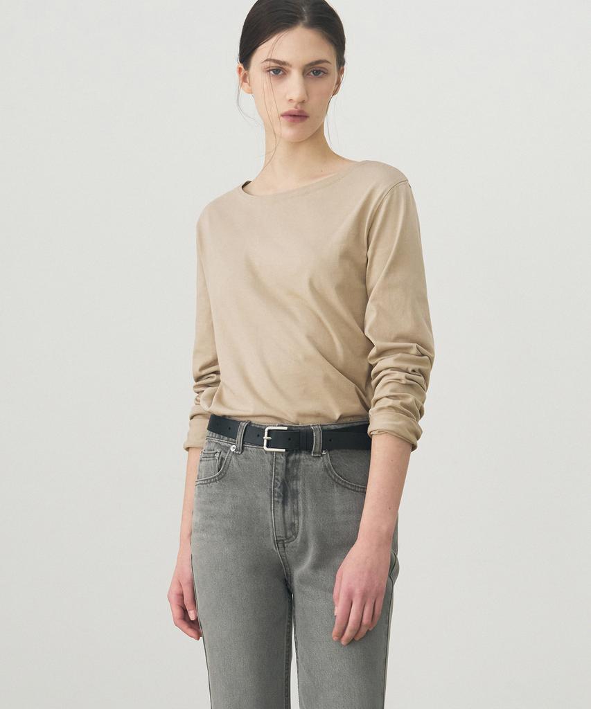 Deuloupisumeon Supima Silket Boat Neck Long Sleeve T-Shirt [White]