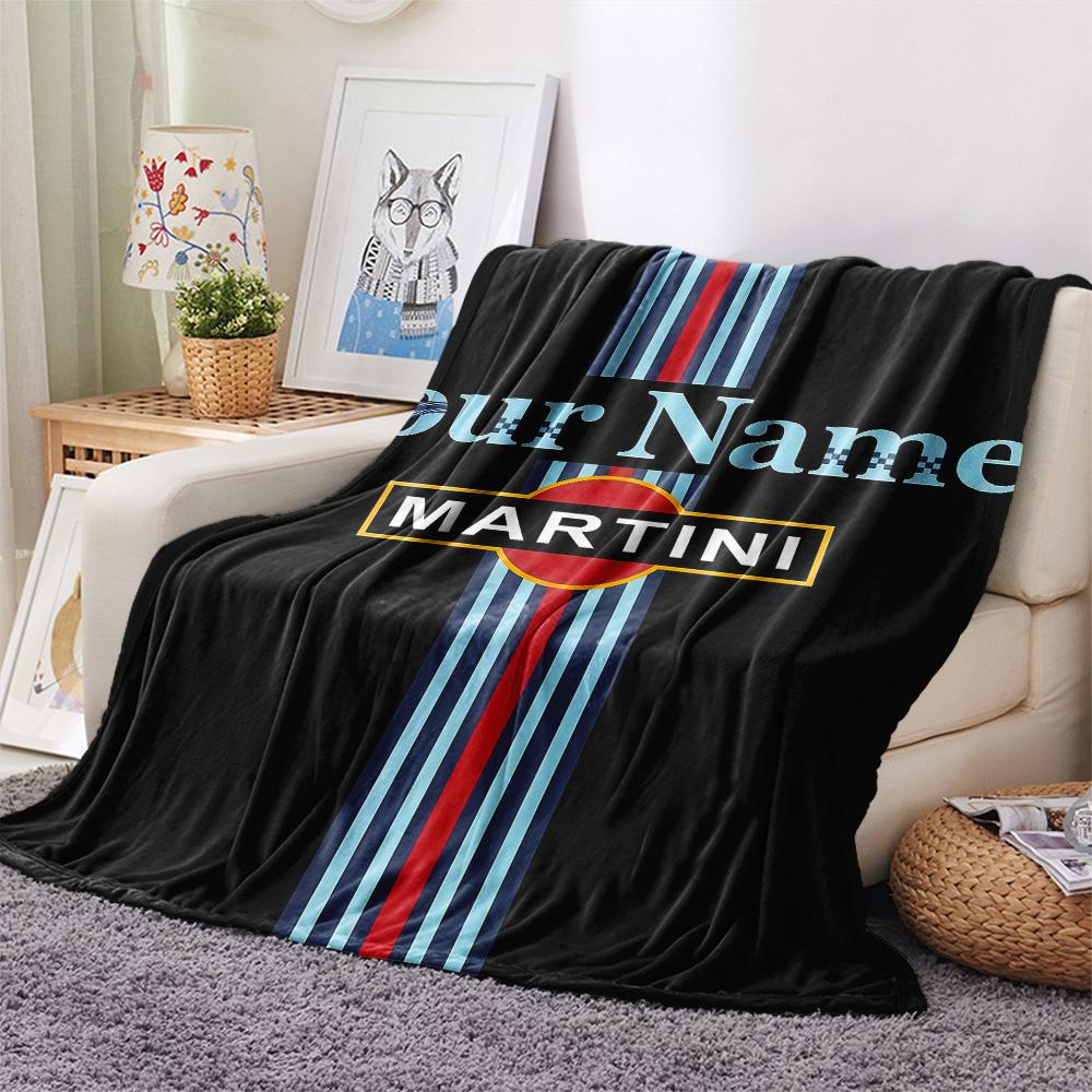 1PC Martini Custom Name Patterned Flannel Blanket Suitable For All Seasons For Home Decor Warmth And Comfort Gifts Holiday Present