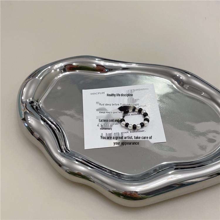 Korean Retro Geometric Heart & Clover Crystal Pearl Ring