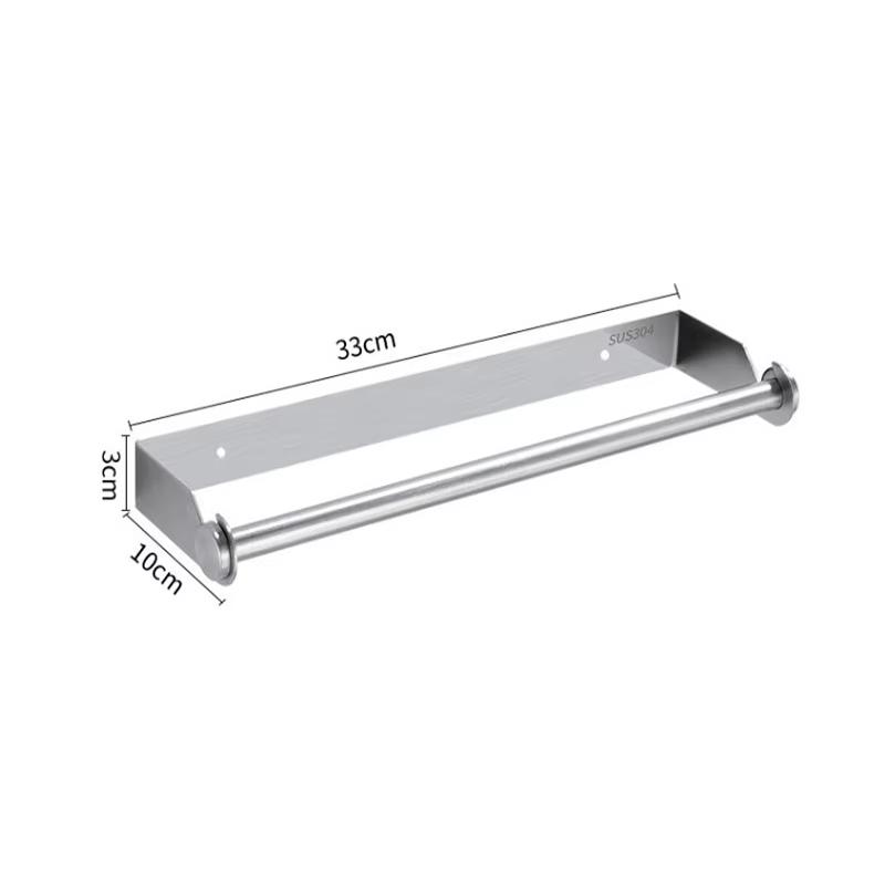 Stainless Steel No Punch Wall Mount Cling Film Shelf Roll Paper Storage Rack Kitchen Paper Towel Holder