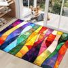 Colorful Abstract Stained Glass Pattern Anti Slip and Washable Indoor and Outdoor Entrance Door Mat, Fashionable Home Decoration