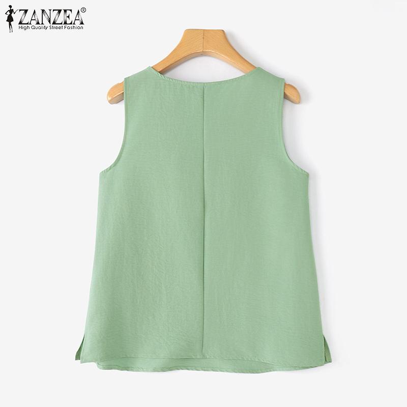 ZANZEA Lässiges, ärmelloses Tanktop für Damen mit Rundhalsausschnitt