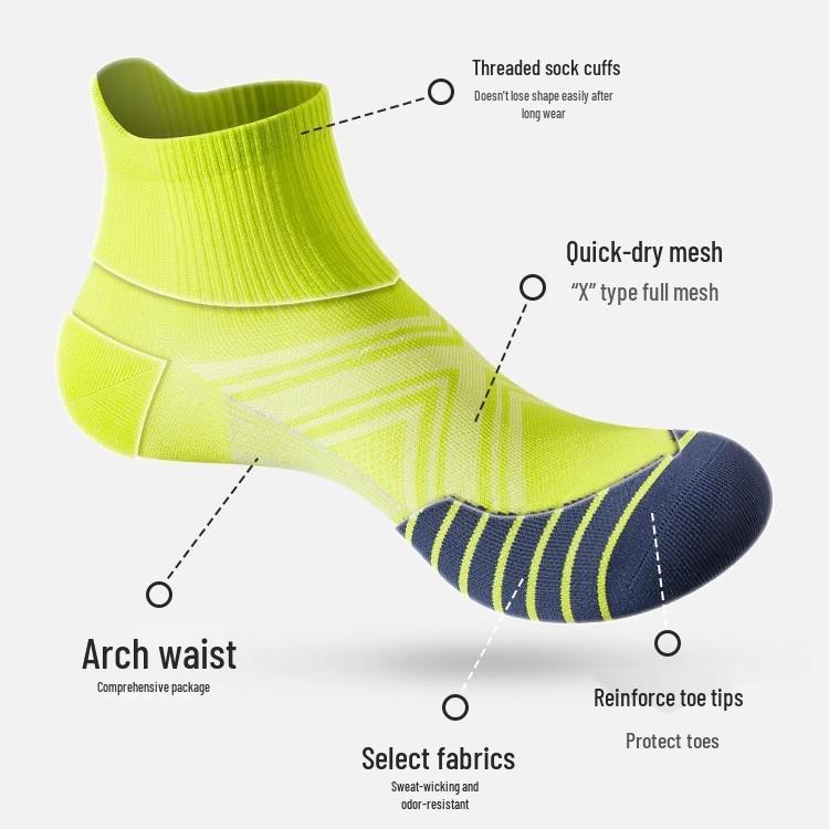 Zhuji Men's Quick-Dry Summer Running Socks - Sweat-Absorbent, Breathable, Thin Mid-Calf Marathon Sports Socks