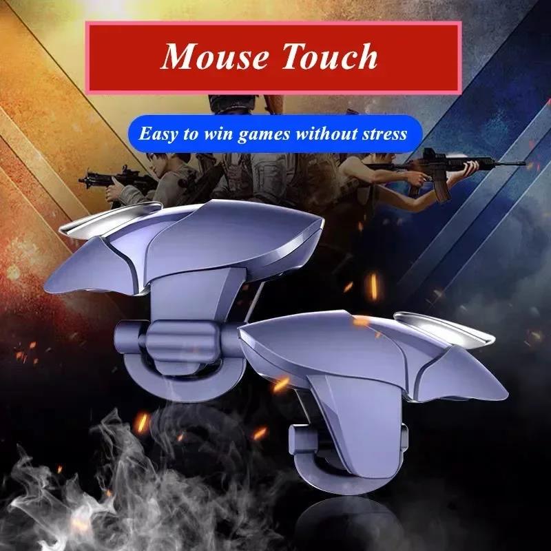 2Pcs Mobile Phone 4 Finger Game Trigger For PUBG Aim Shooting L1R1 ABS Key Button Blue Shark For IPhone Android Gamepad Joystick 5