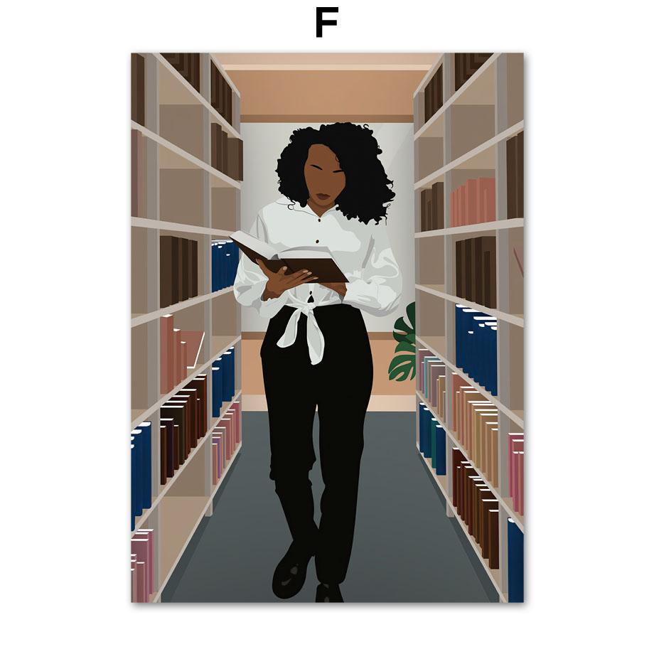 Feminist Nordic Posters And Prints Black Woman Read Girl Power Boho Wall Art Canvas Painting Wall Pictures For Living Room Decor