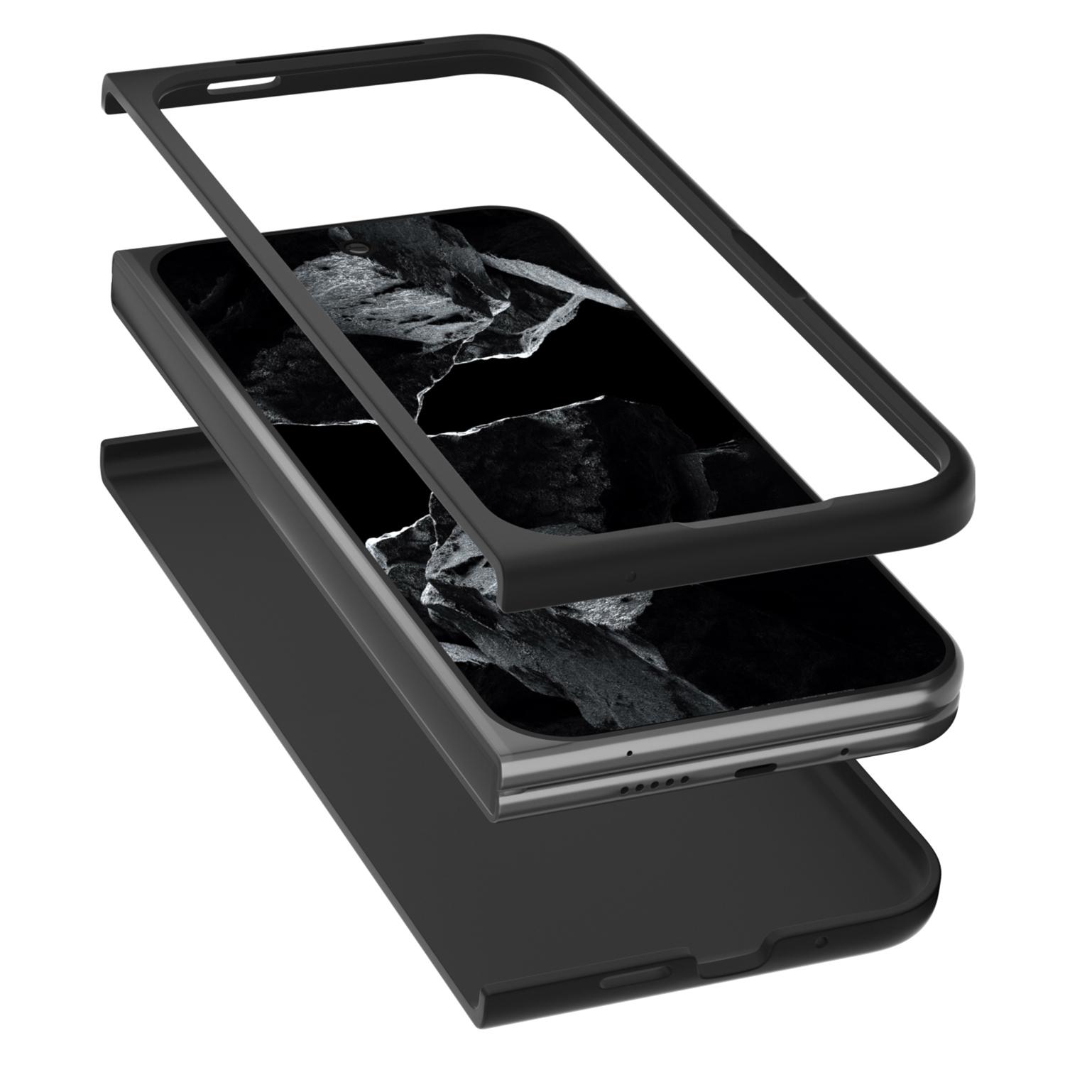 

For Google Pixel 9 Pro Fold 5G Case Colored Glitter Leather+PC Phone Cover Pink