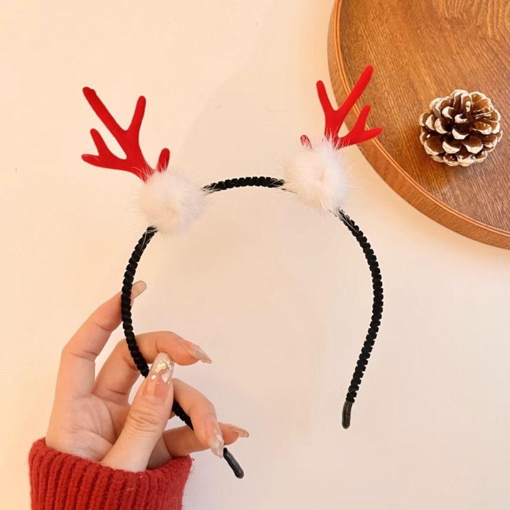 Christmas Decoration Antlers Headband Elf Deer Horn Hair Band Photo Props Christmas Headband  Girl