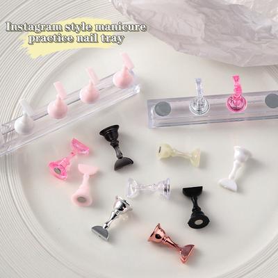 1Pcs Nail Display Acrylic Nail Display Stand Tips Holder Magnetic Nail Practice Stand Fingernail Diy Nail Stand Tool