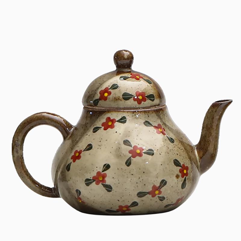 Japanese Style Imitation Firewood Teapot Handmade Rough Pottery Teapot Underglaze Colored Hand-painted Kung Fu Tea Set