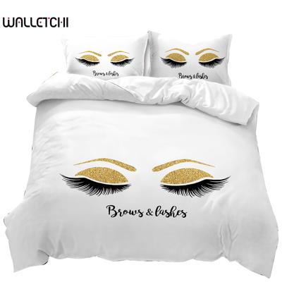 Eyelash Duvet Cover Closed Eyes Glamor Makeup Cosmetics Beauty Feminine Design Twin Bedding Set Queen King Polyester Qulit Cover