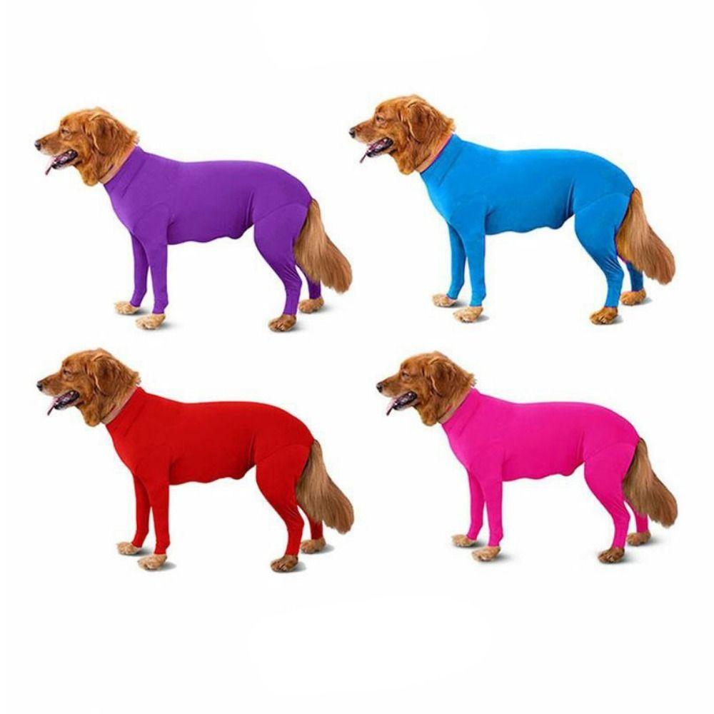 Solid Color Dog Surgery Recovery Suit Soft Polyester Pet Dog Onesie Clothes Comfortable Dog Pajamas 4-leg Pet Clothing Outdoor