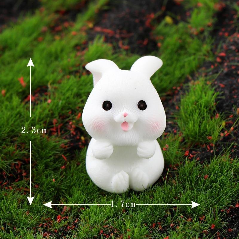 5Pcs Mini Rabbit Resin Figurine Cute Cartoon Animal Statue Tiny Landscape Ornament For Micro Garden Easter Decoration