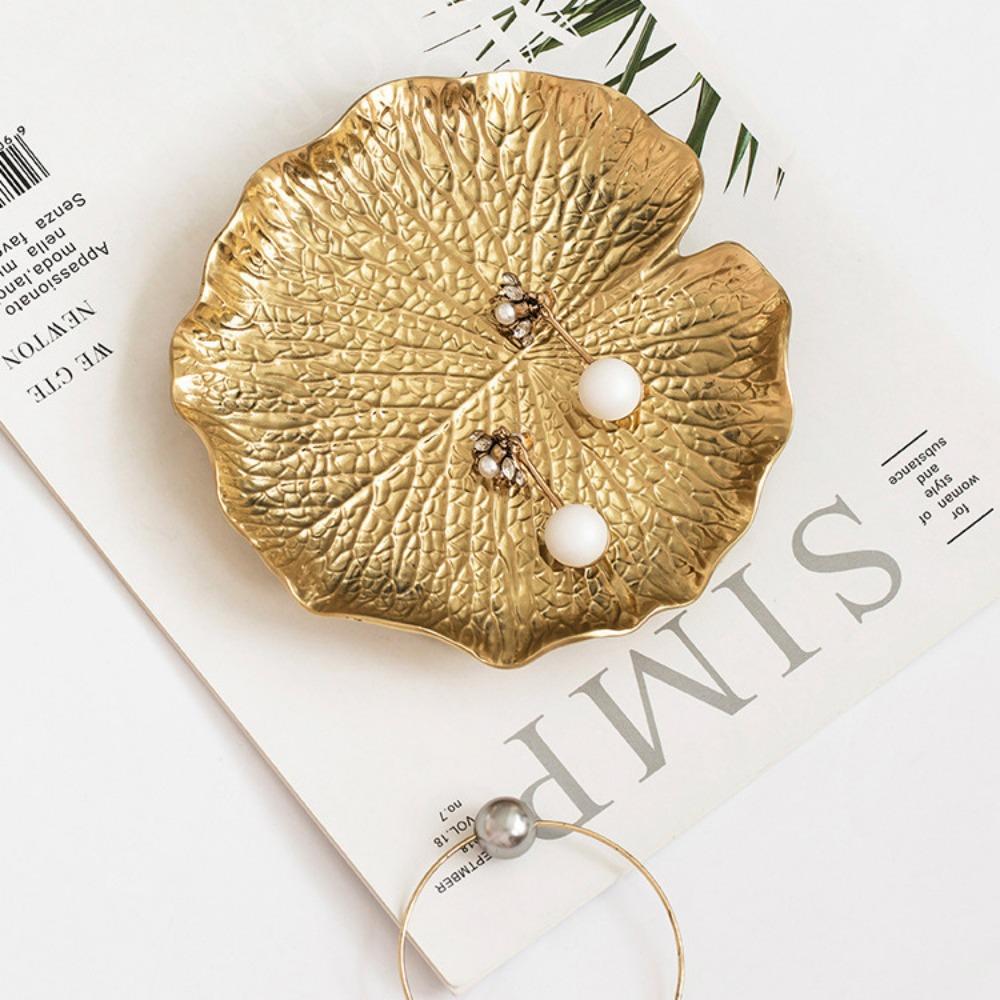 European Light Luxury Tray Ornament Turtle Leaf Metal Jewelry Plate Fruit Plate Storage Plate, Living Room Creative Crafts