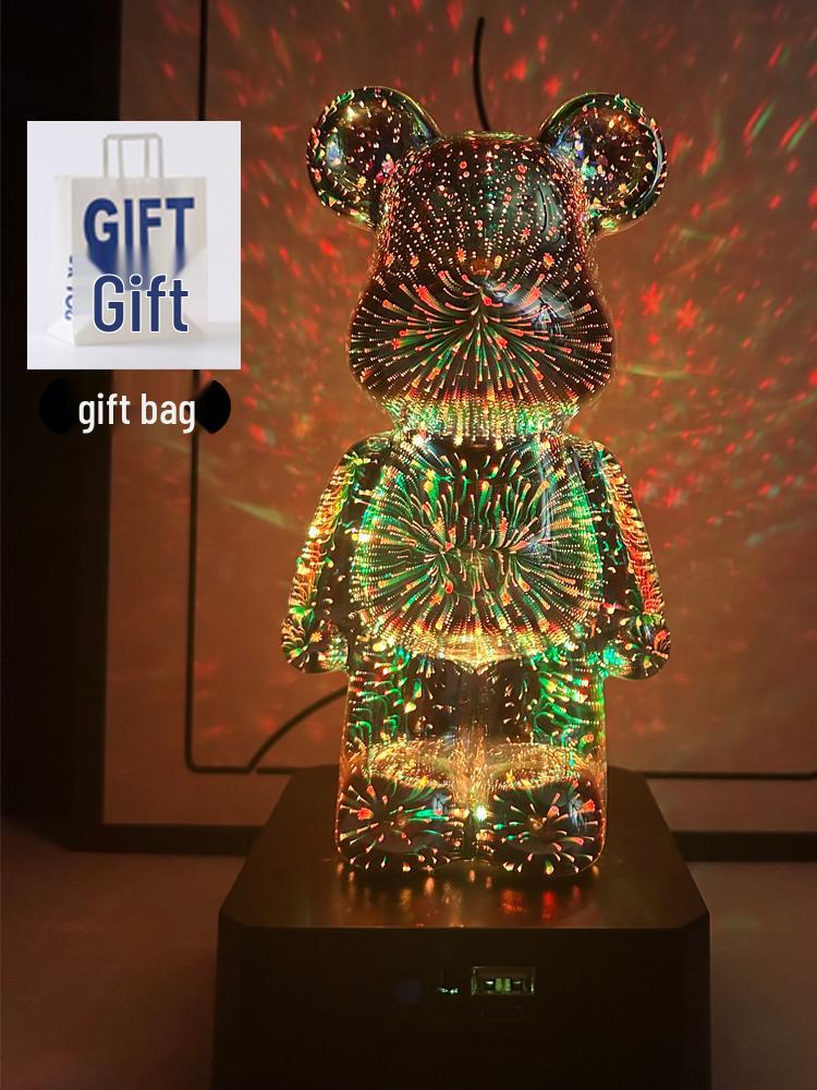 Luminous Birthday Gift Night Light for Girls and Women - Fireworks Bear Ornament
