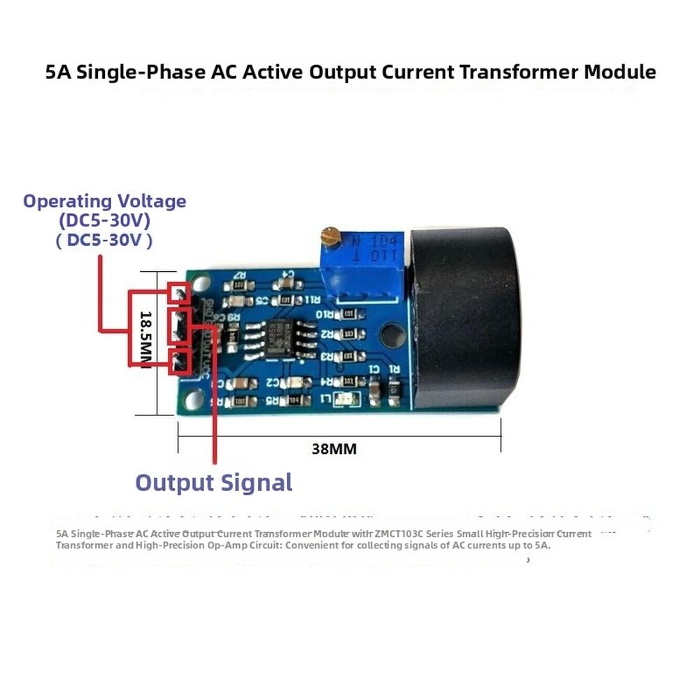 ZMCT103C 5A AC Current Detection Module High Accuracy Transformer Based Output for Industrial Control Circuits