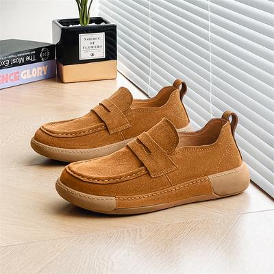 Modische Trendmarke Herren Wildlederschuhe Dicksohlige Verschleißfeste Herren Sport-Freizeitschuhe Modische Gelbe Oxfordschuhe
